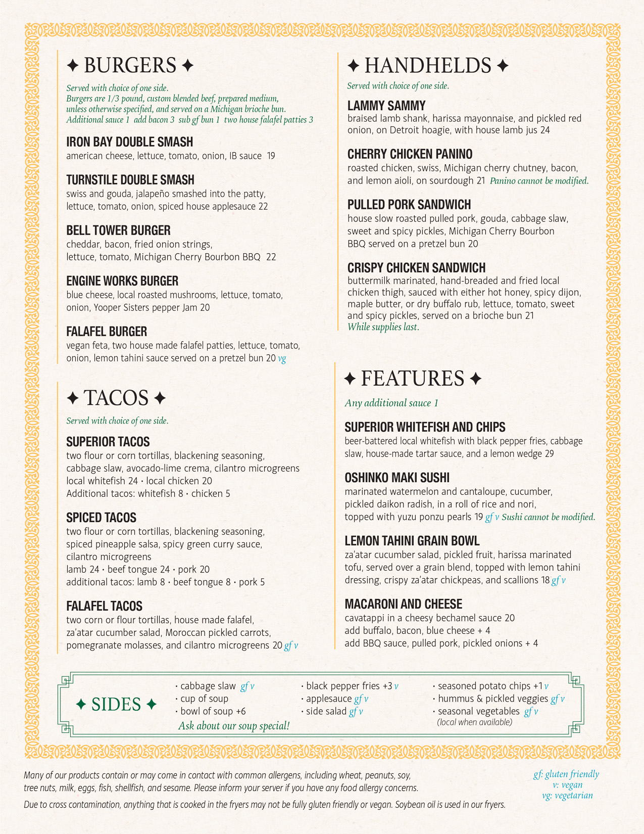 Iron Bay Menu 2026